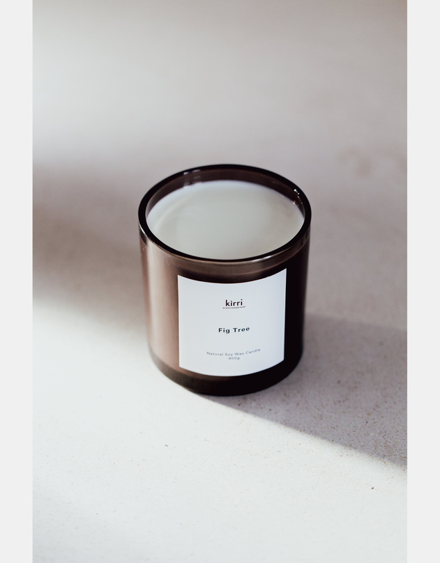 Kirri by Scent Australia Home - Fig Tree Candle 220g + Glass Cloche 220g + Wooden Base