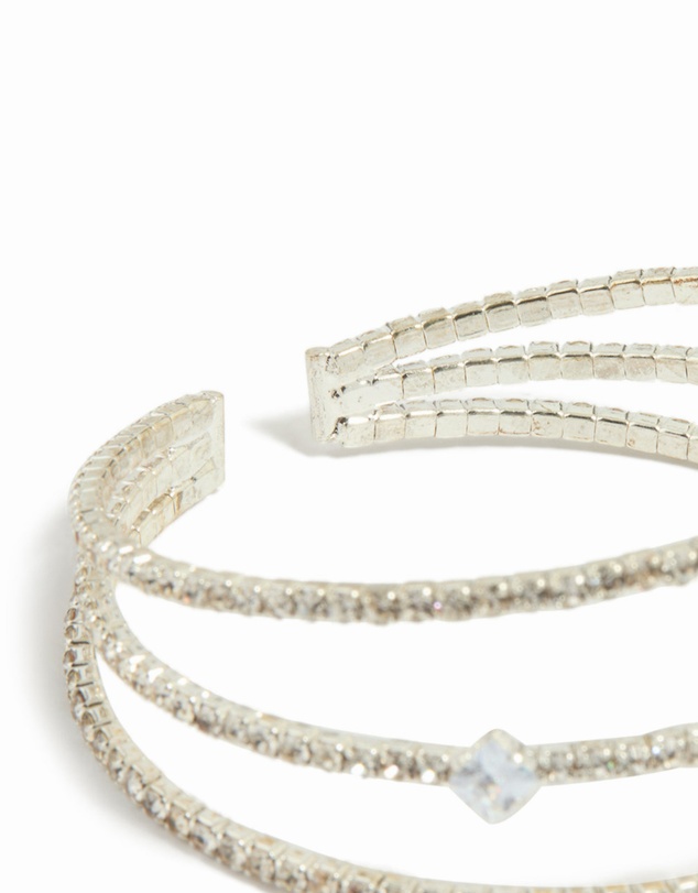Lovisa - Silver Cubic Zirconia Layered Bangle