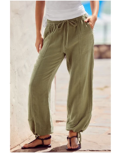 NEXT - 100% Cotton Double Cloth Pull-On Wide Leg Trousers
