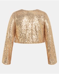 City Chic - Plus size Saturn Sequin Crop Top - gold