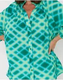 ALEXANDRA - Meeka Blouse Emerald Crosshatch