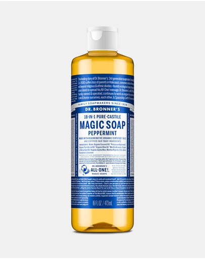 Dr Bronner's - Pure Liquid Castile Soap - Peppermint 473ml