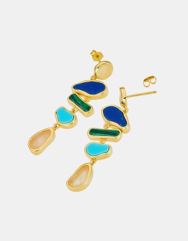 Zoe Olivia - 14K Gold Vermeil Prism Multistone Drop Earring