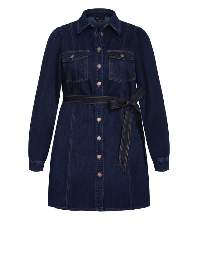 City Chic - Plus sizeLara Denim Mini Dress - dark wash