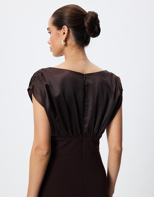Tussah - Imogen Boat Neck Satin Maxi Dress