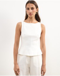 Atmos&Here - Eleni Sleeveless Peplum Ponte Structured Top