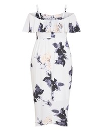 City Chic - Floral Drape Midi Dress