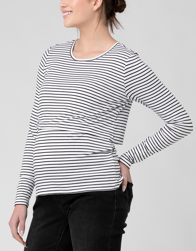 Ripe Maternity - Stripe Layered Nursing Top