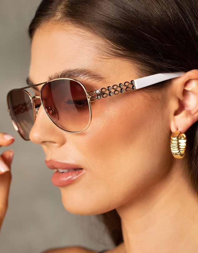 Mestige - Sunset Dreams Sunglasses embellished with crystals from Swarovski® - Gold and White