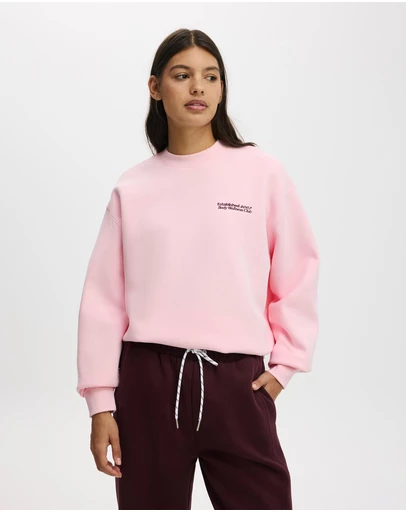 Cotton On Body Active - Plush Graphic Crew Sweatshirt