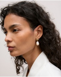 Trenery - Dolina Pearl Stud Earrings in Gold