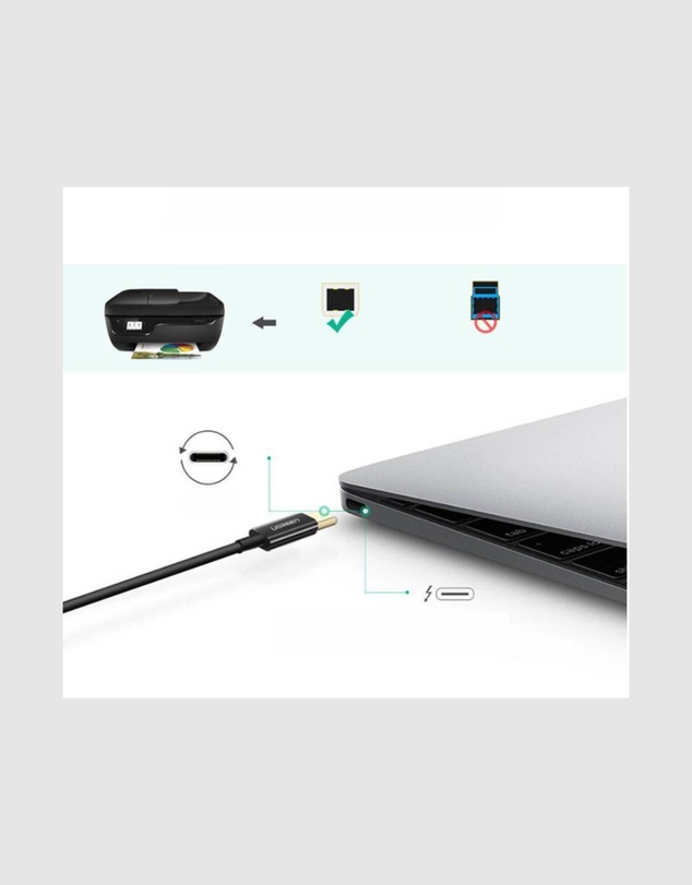 Ugreen - UGreen USB-C to USB-B Printer Cable 2m 480Mbps Black