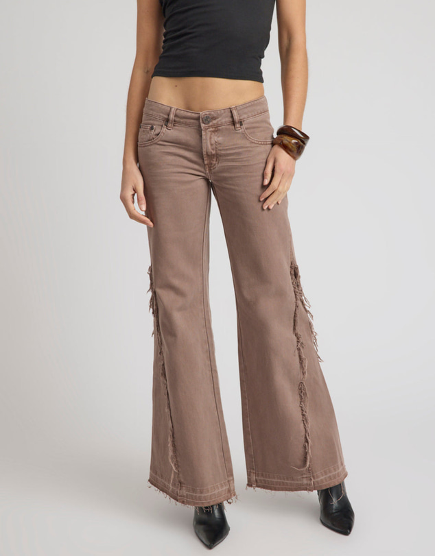 ONE TEASPOON - Johnnies Low Waist Wide Leg Flared Denim Jeans - Espresso Brown