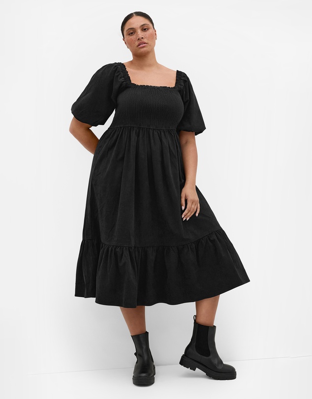 City Chic - Plus size Molli Corduroy Midi Dress - black