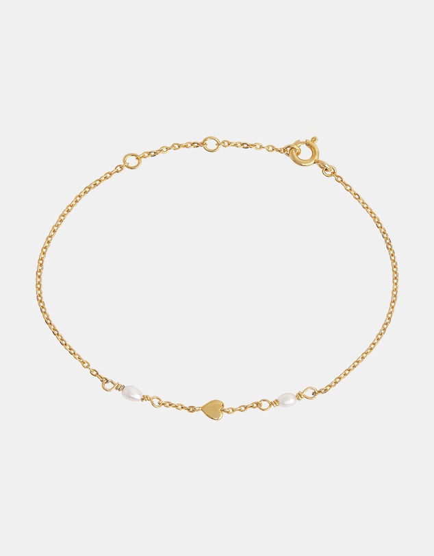 SAINT VALENTINE - Heart & Pearl Bracelet - Gold