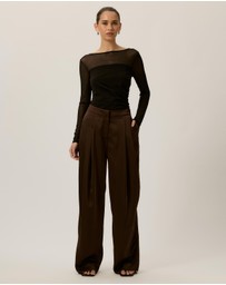 Tussah - Amelia Sheer Panel Gathered Long Sleeve Top