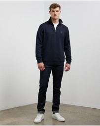 BOSS - Cotton-Terry Zip Neck Sweatshirt With Logo Patch