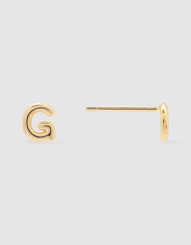 Wanderlust + Co - Alphabet Bubble Gold Stud Earrings - Letter G
