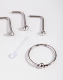 Lovisa - Silver Mixed Diamante Nose Stud 6-Pack