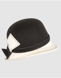 Max Alexander - Winter Felt Cream/Black Cloche Hat