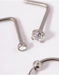 Lovisa - Titanium Diamante Nose Stud Pack