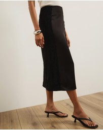 Atmos&Here - Mirelda Satin Lace Midi Skirt