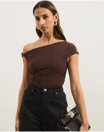 Atmos&Here - Freya Mesh Off Shoulder Twist Top