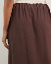 Atmos&Here - Jade Linen Blend Contrast Midi Skirt