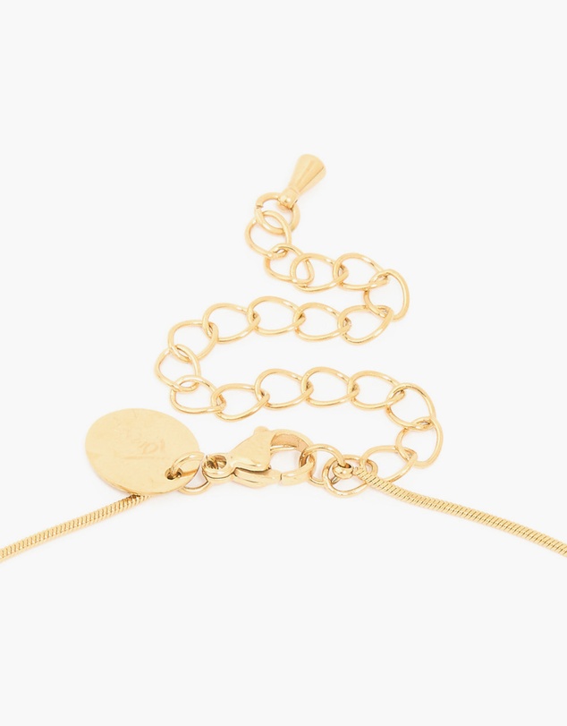 Lovisa - Waterproof Gold Plated Stainless Steel Tigers Eye Semi Precious Stone Disc Necklace