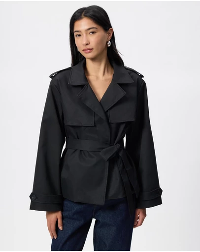 Calli - Payton Cropped Belted Trench Coat