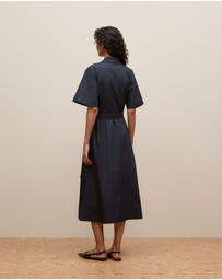 Trenery - Cotton Poplin Belted Popover Dress in Night Sky