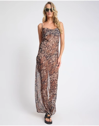 ONE TEASPOON - Jagger Maxi Slip Dress - Tawny Print