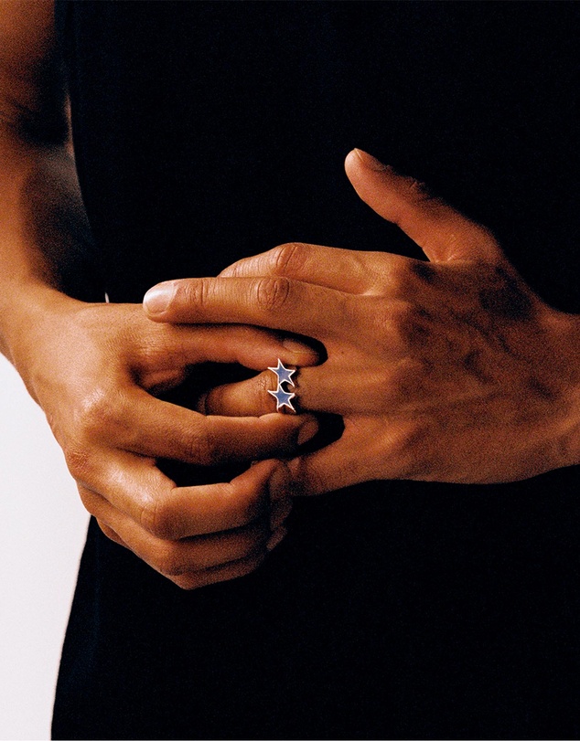 TwoJeys - Icon Blue Enameled Single Ring
