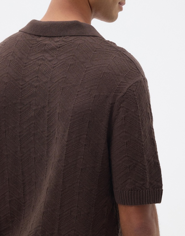 AERE - Resort Linen Blend Textured Polo