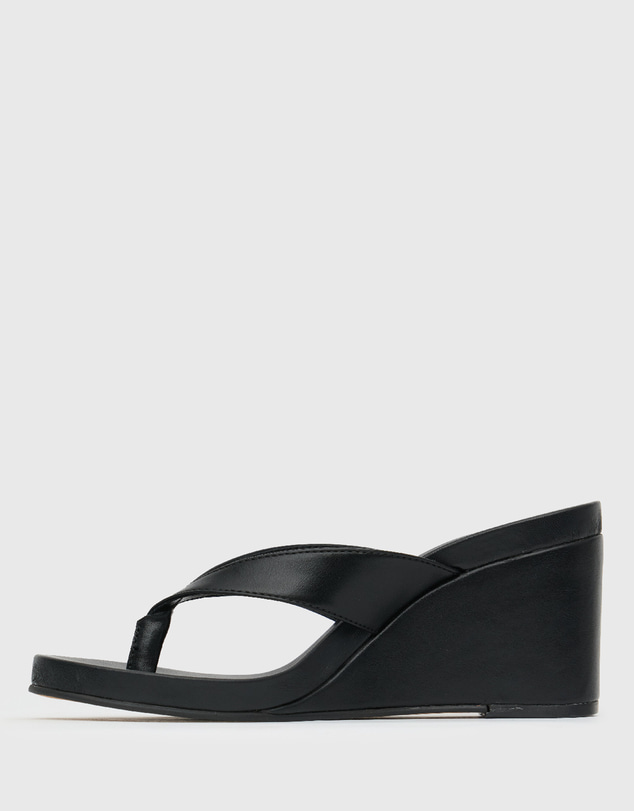 Betts - Wider Fit Sable Thong Wedge Casual Sandals