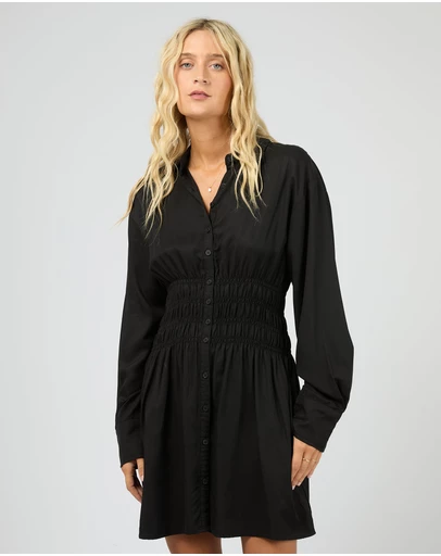 All About Eve - Aae Ruched Shirt Dress Black