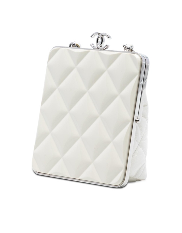 Pre-Loved by Azura Reborn - Pre-Loved Lambskin and Acrylic Kiss Clutch with Chain
