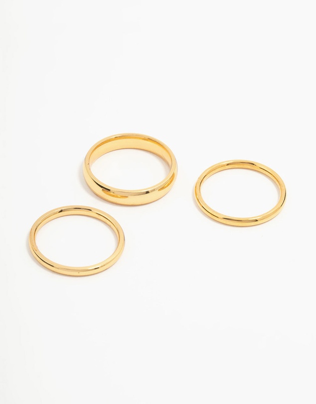 Lovisa - Waterproof Gold Plated Stainless Steel Fanned Stacking Rings 3-Pack