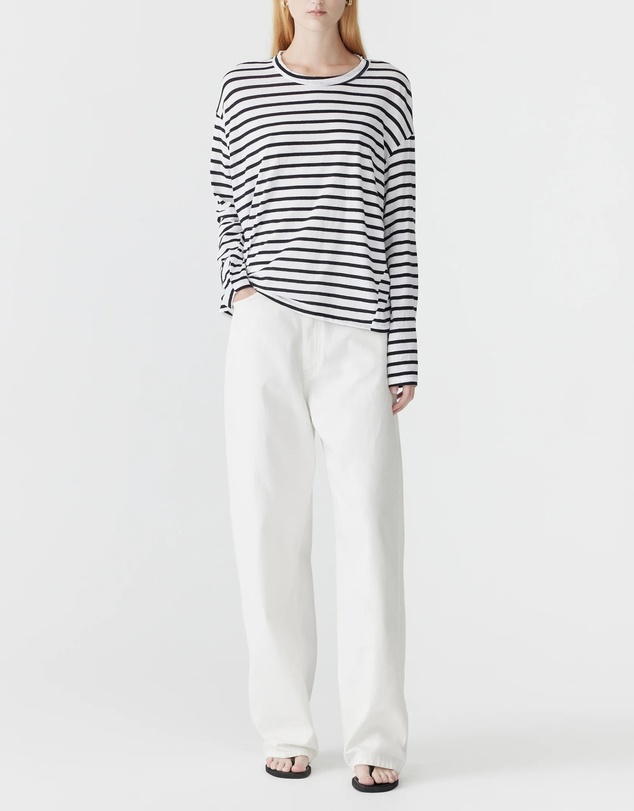 Bassike - Stripe Slouch Long Sleeve T-Shirt