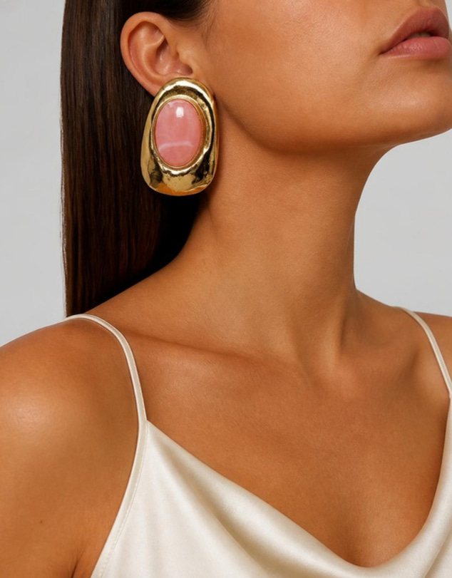 Izoa - Isadora Statement Stud Earrings Pink