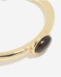 Lovisa - Waterproof Gold Plated Stainless Steel Tigers Eye Semi Precious Stone Open Wrist Cuff
