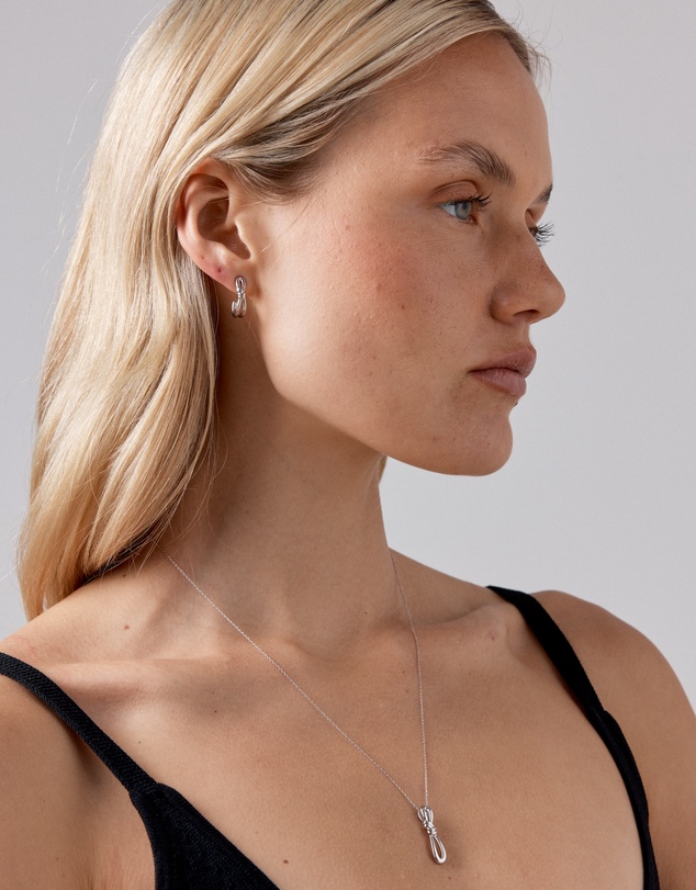 Michael Hill - Knot Half Hoop Stud Earrings in Sterling Silver