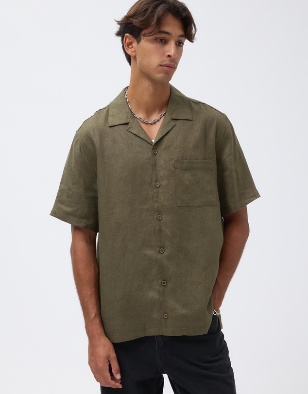 AERE - Kian Linen Camp Collar Shirt