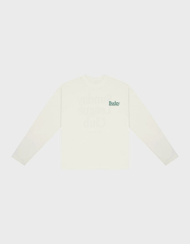 Budgy Smuggler - White Long Sleeve Tee with Sunday League Club