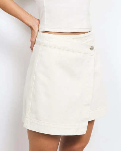 AERE - Denim Wrap Over Mini Skirt