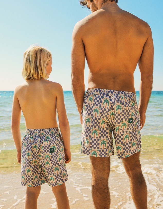 Skwosh - Palm Check Party Boys Everyday Shorts in White