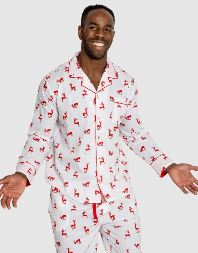 Sant And Abel - Men's Reindeer Red Long PJ Set