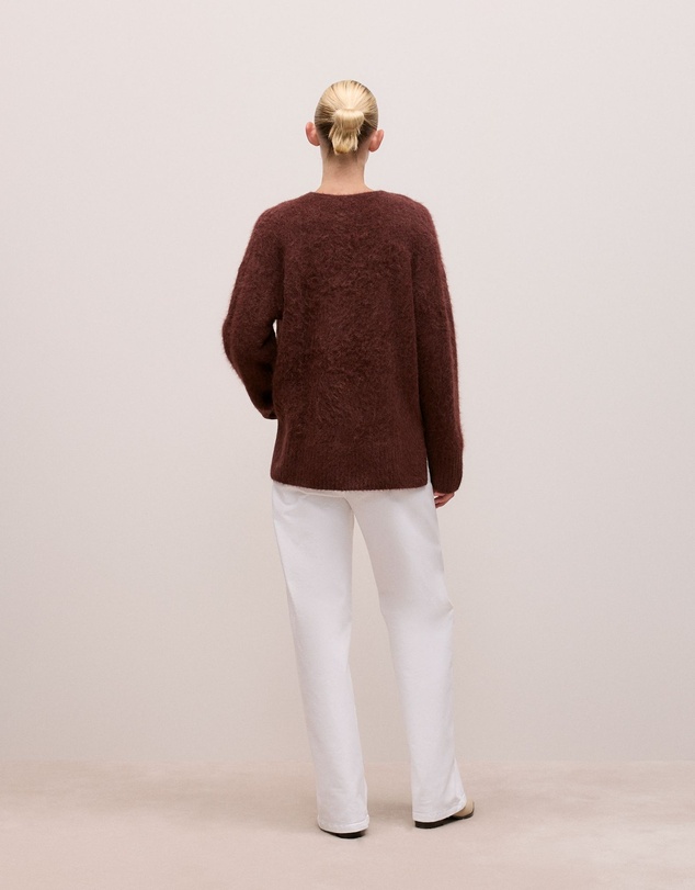 Trenery - Brushed Alpaca Relaxed V Knit in Espresso