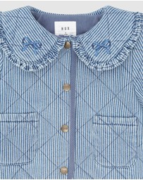 Huxbaby - Vintage Bow Collar Denim Jacket - Babies-Kids