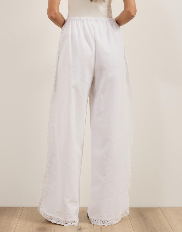Atmos&Here - Lucy Broderie Trim Linen Blend Pants